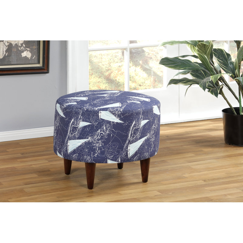 Repose-pieds standard rond 22 po Meila, Indigo / 100% coton bleu marine