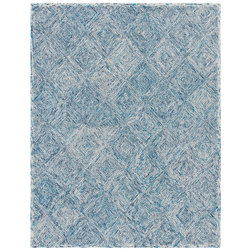 Tapis bleu en laine touffeté à la main Didonato, Rectangle 8 pi x 10 pi
