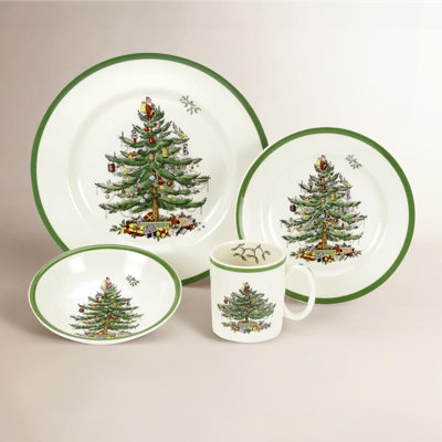 Christmas Tree Stoneware Dinnerware Set