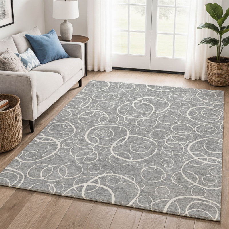 Premium Machine Washable Mayfield AMF2407 Bubbles Rug, Gray, 10' x 14'