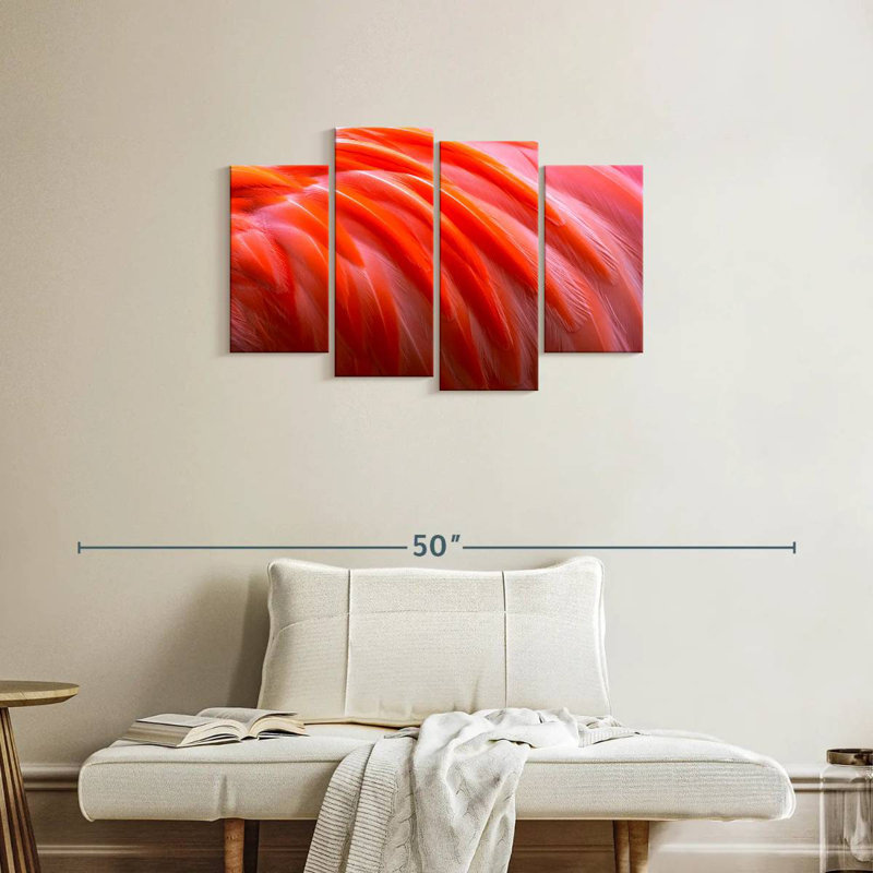 Plumes de flamant rose vif, H 22 po x l 36 po