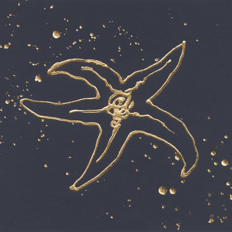 Gold Starfish III by Chris Paschke - Wrapped Canvas Painting, 30cm H x 30cm W