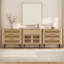 Buffet cannelé de 240 cm de large avec rangement, chêne-134078141