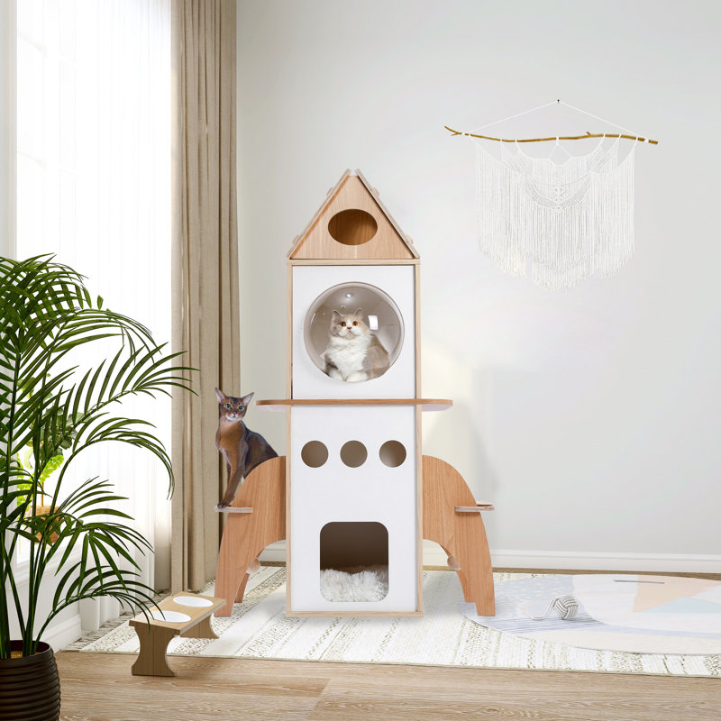 54'''' Rocket Multi-Level Cat Tree Space Ship Modern Cat Tower