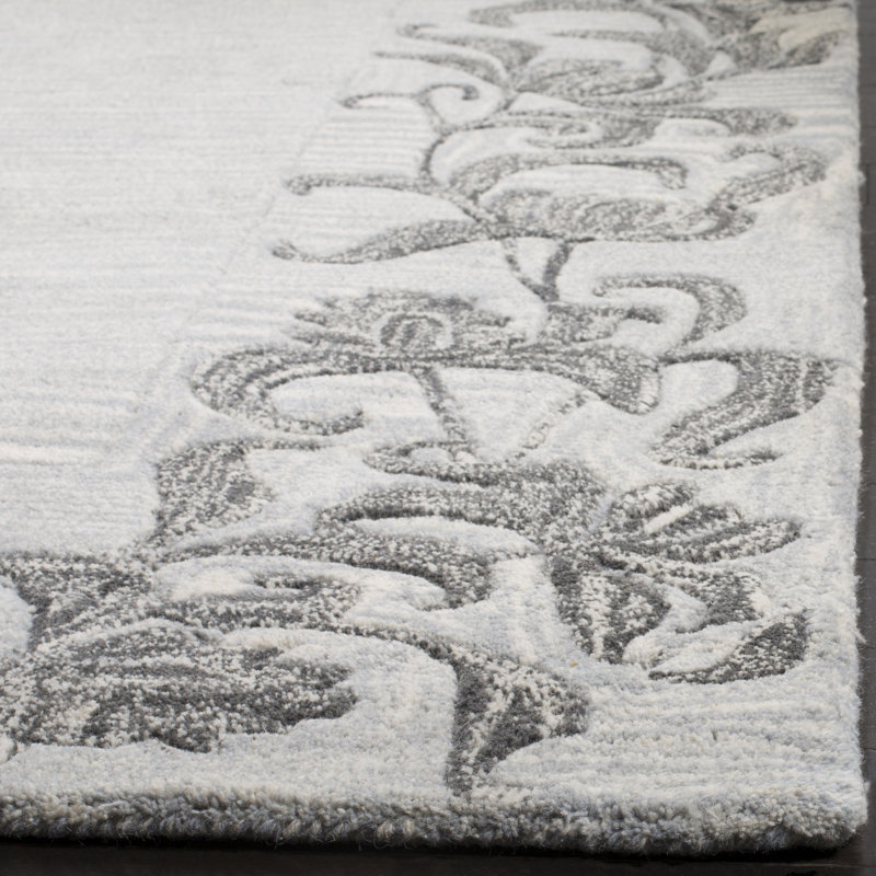 Tapis floral en laine et viscose touffeté à la main Candelo Soho, Carré 6 pi