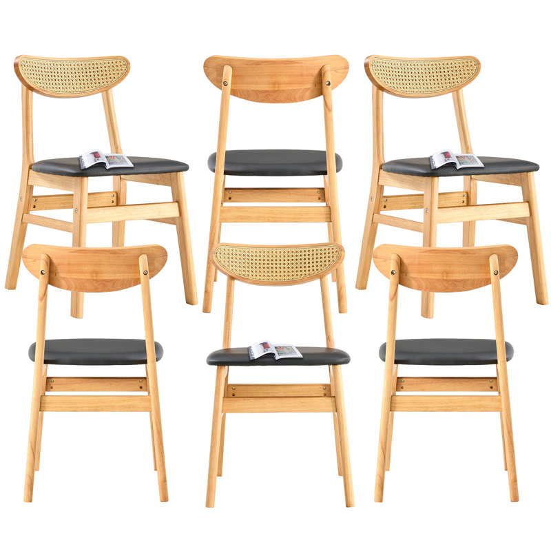 Chaises de salle à manger courbées en bois massif (ensemble de 6), Orange