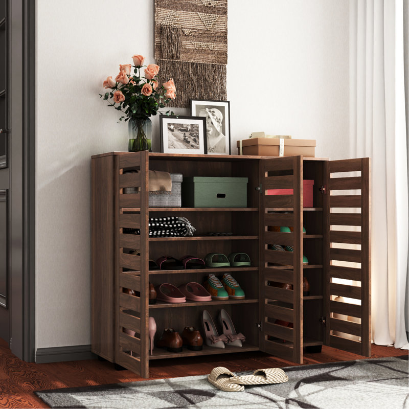 4 Shoe Storage With Privacy & Ventilation For Hallway Ample Space Organizer Louvered Doors Stable Construction Bedroom