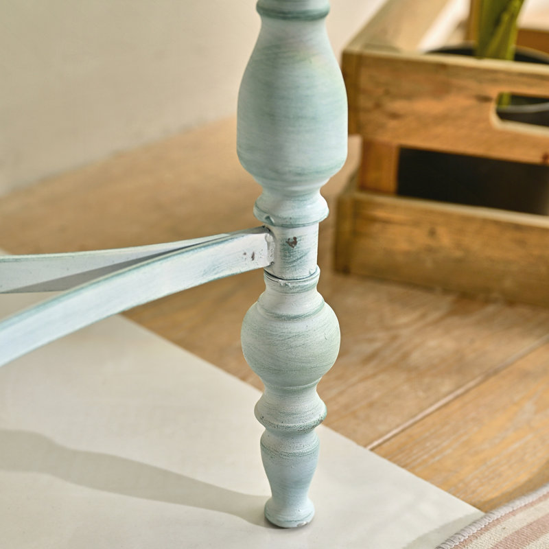 Table basse ronde rustique en bois sculpté, facile à assembler (51 cm), avec plateau rond en bois et pieds en métal, idéale pour le salon.