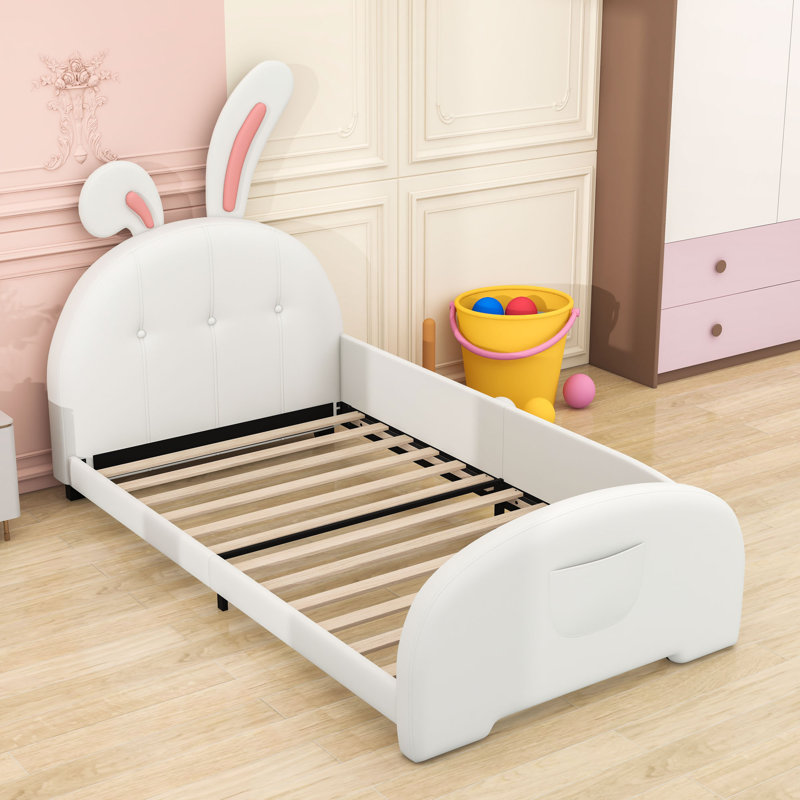 Lit plateforme en cuir Axeton, Blanc