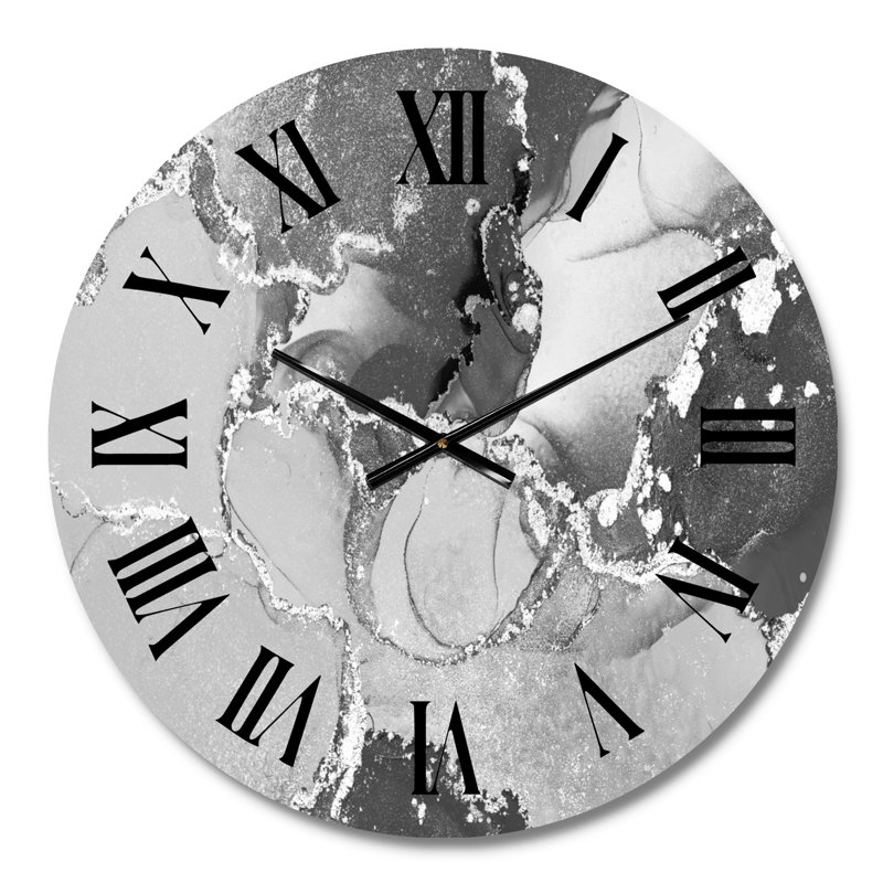 Horloge murale moderne de luxe avec art abstrait I, Petit, Noir / blanc