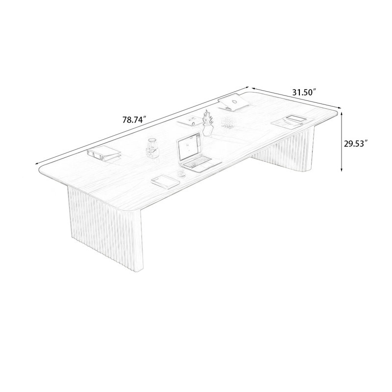 Table de conférence Burlywood, H 29,53 po x L 78,74 po x l 31,5 po, Noyer
