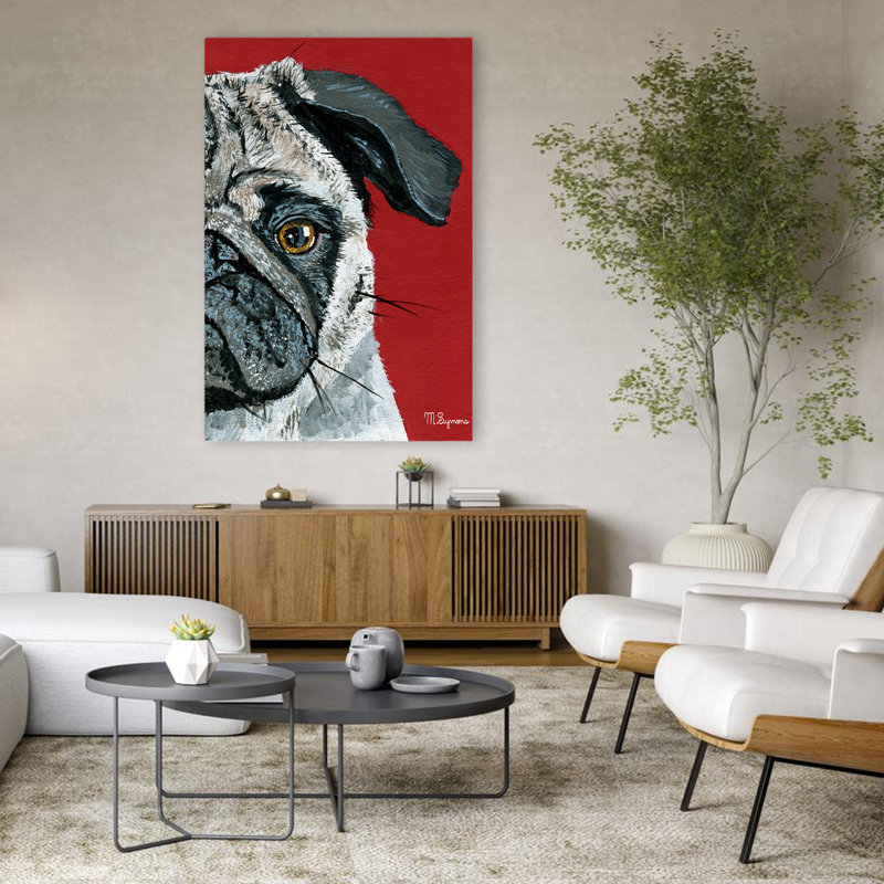 Carlin, art contemporain, chiens, carlin, H 48 po x l 32 po