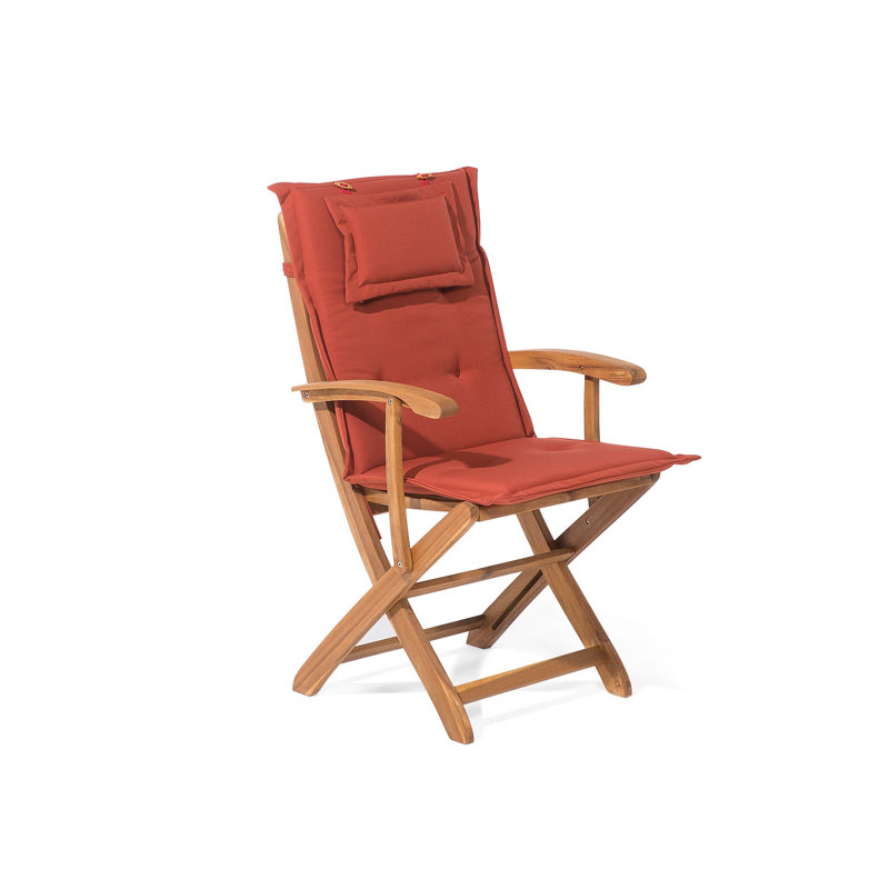 Maren Folding Patio Dining Armchair with Cushion, Red