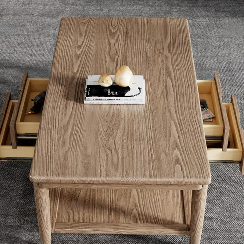 Table basse en bois massif avec rangement