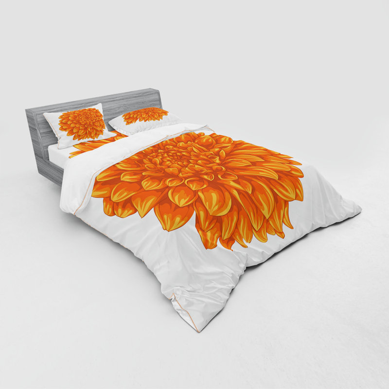 Ensemble de housse de couette orange et microfibre moderne et contemporain, Housse de couette grand + 3 pièces supplémentair