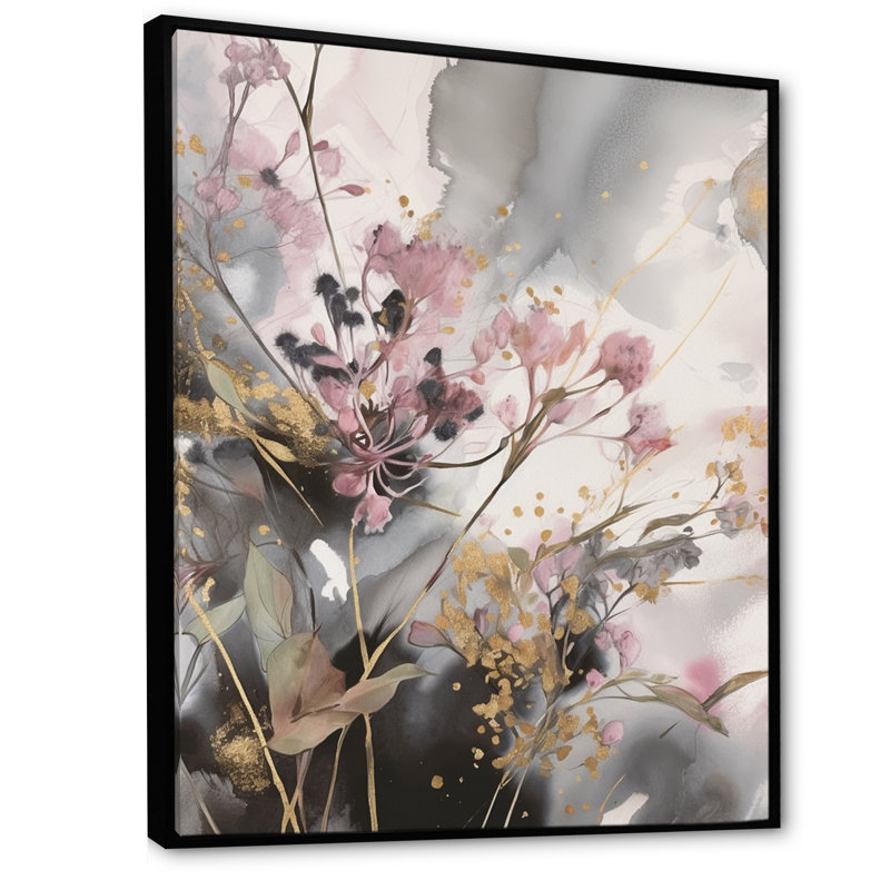 " Pink Herb Elixir ", 20" H x 12" W x 1" D, Black Floater Framed
