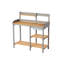 Établi de jardin dans la cour arrière, table de rempotage en bois avec armoire, plan de travail généreux, grande surface de travail extérieure de style brun et gris, fabrication en bois,