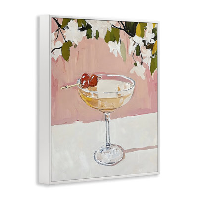 Pink Cocktail with Apple Blossoms Framed Giclee, design by Riley B