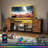 TV Stand Dresser with LED Lights & Charging Station, 6 Fabric Drawers Storage Entertainment Center for Bedroom-767278376-767278383