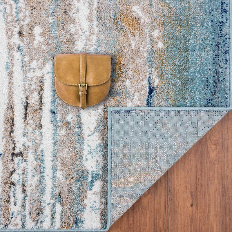 Coastal Modern Abstract Area Rug, Rectangle 5'2" x 7'2"