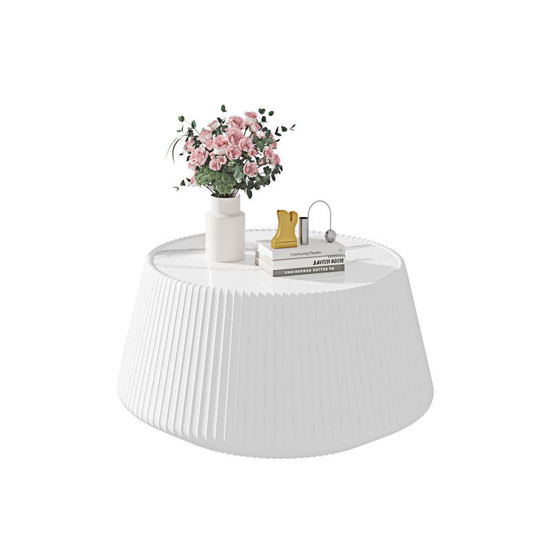 Table basse en verre fritté, Blanc, crème