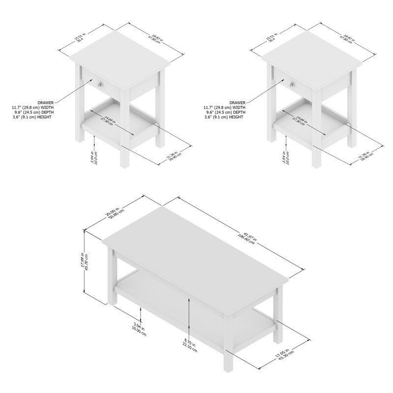 Shelvia Coffee Table With End Tables