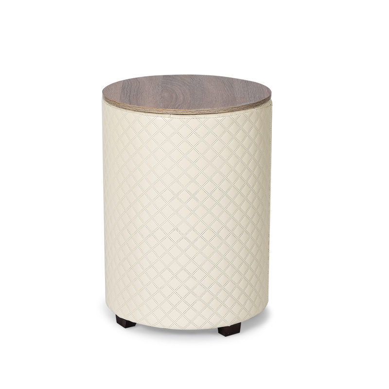 Jhai End Table, White Faux Leather
