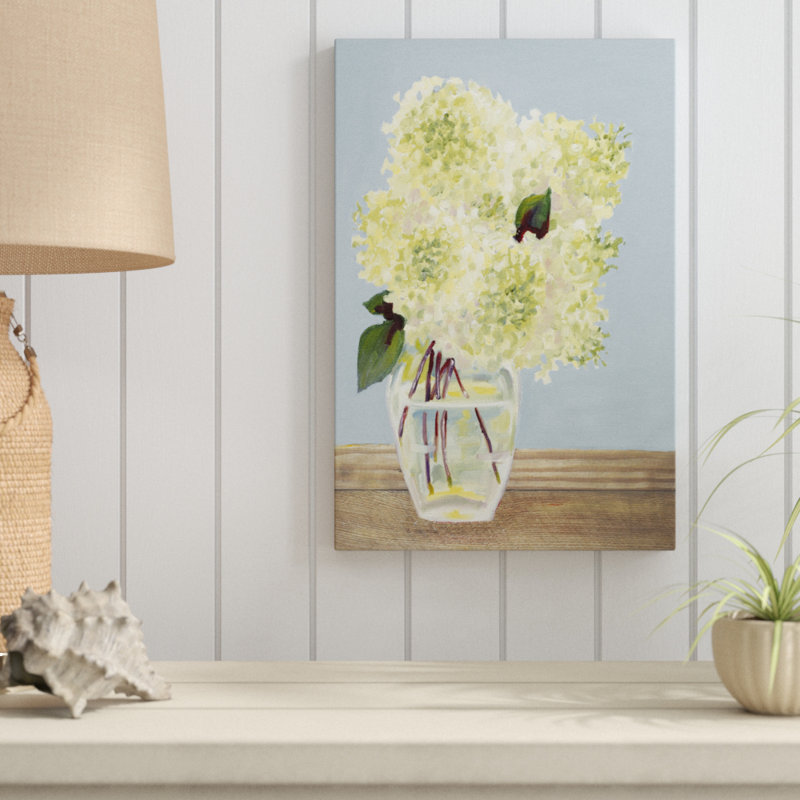 «Hydrangea Vase I», peinture sur toile, H 18 po x l 12 po