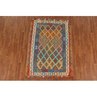 Trellis Wool Kilim Oriental Area Rug 5x6