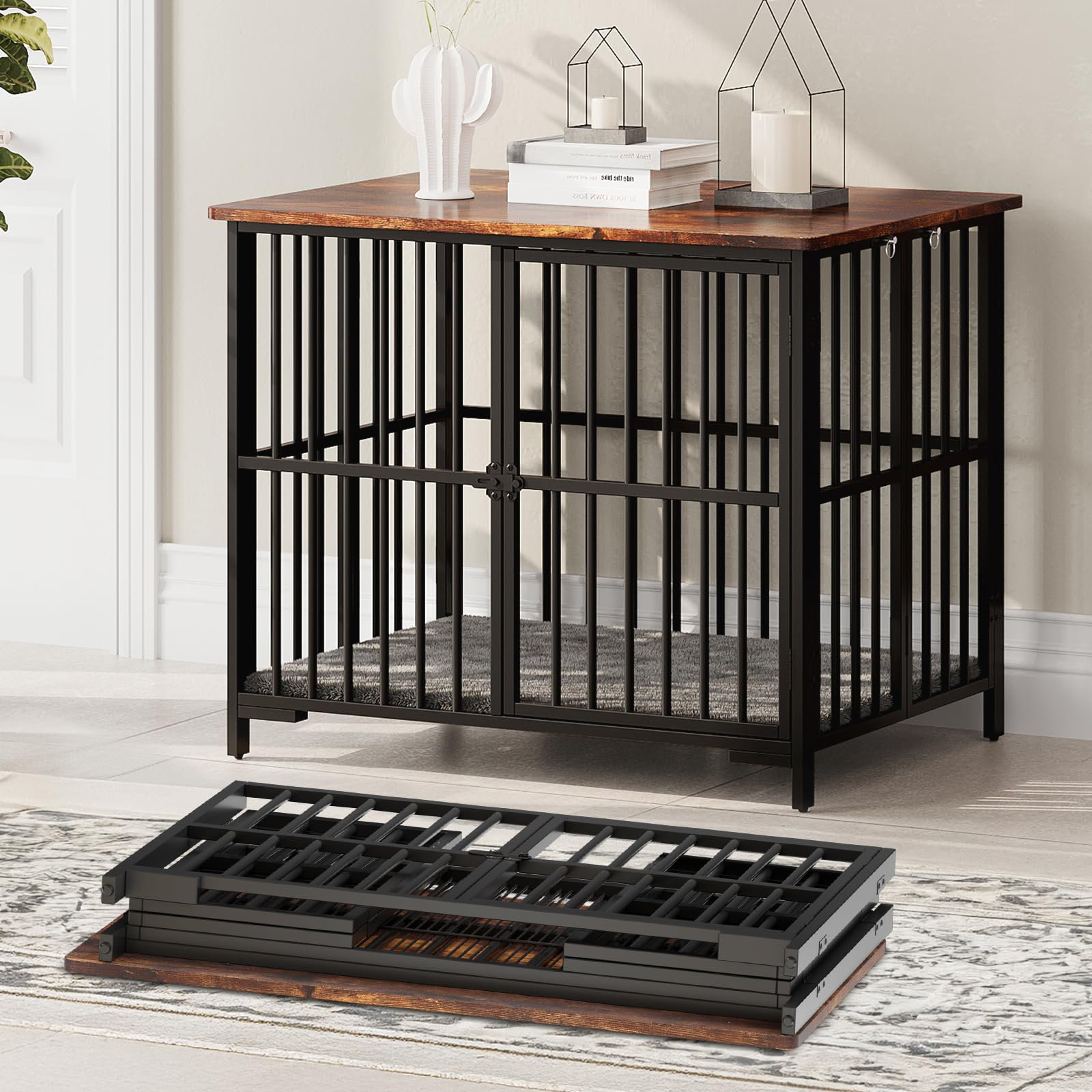 Curated visual reference: Archie Oscar Furniture Dog Crate Foldable Large Dog Cage With Photo Inspiration