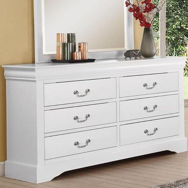 Commode rectangulaire à 6 tiroirs Sandburg, Blanc