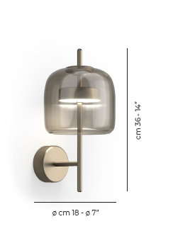 Jube Wall Lamp S, Smoky Transparent, Matte Steel, 2700