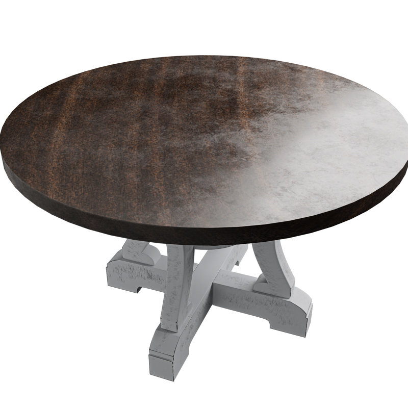 Table ronde de style traditionnel en bois massif avec 4 sièges, Blanc