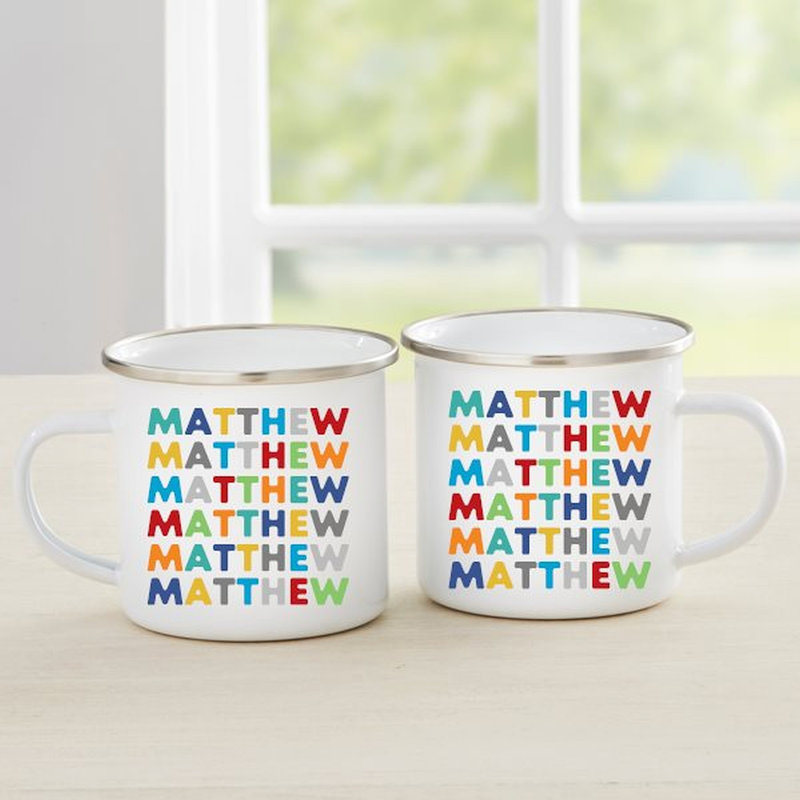 Tasse en émail personnalisée pour enfant Vibrant, Oui