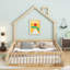 Lit plateforme en bois de style maison avec garde-corps pour enfants offrant un espace de sommeil sécuritaire et enchanteur-1351971068