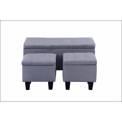Grand ensemble de repose-pieds avec rangement, repose-pieds combiné 3 en 1, repose-pieds capitonné en lin pour le salon, le vestibule, le couloir et le support de chambre à coucher 250 lb
