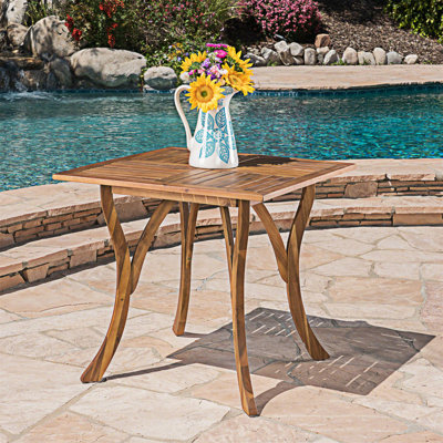 Table de salle à manger d'extérieur carrée en bois
