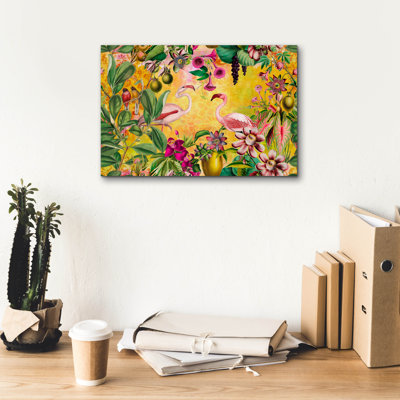 Toile épique Graffiti «A Flameos Tropical Journey 2» par Andrea Haase, 18 po x 12 po