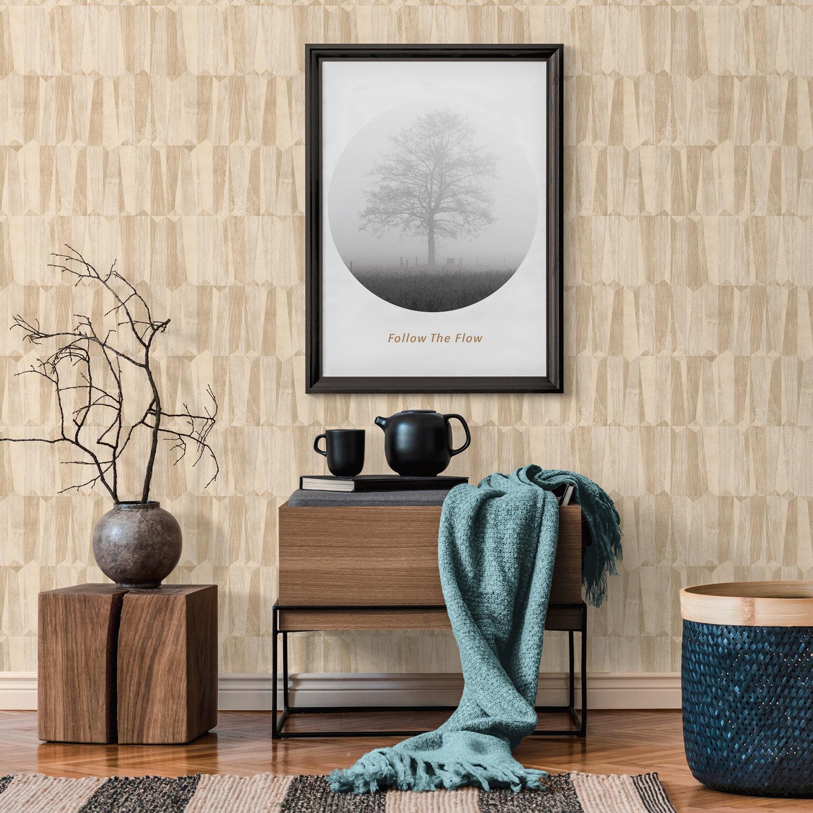 Fusion Wallpaper Roll, Cream/Beige/Gray