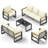 All-Weather 5-Piece Aluminum Patio Furniture Set, 7-Seat Conversation Sofa With 10 Inches Extra Thick Beige Back Cushions And   Glass Table-1615149489