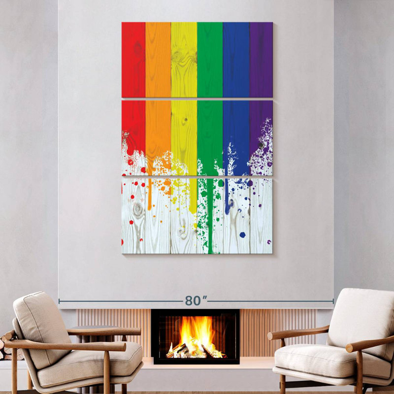 Khepri Rainbow Paint Spill, 74" H x 48" W