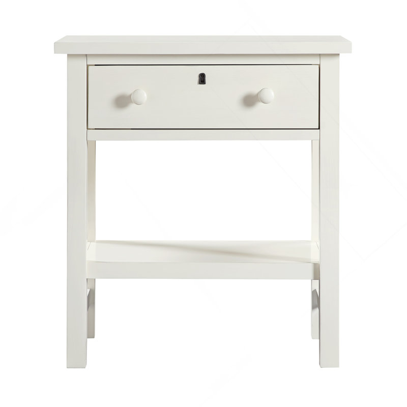 Finley 1-Drawer Storage Nightstand - Antique White, White