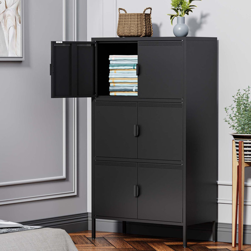 Cadell 31.49'' Wide 3 - Shelf Storage Cabinet, Black