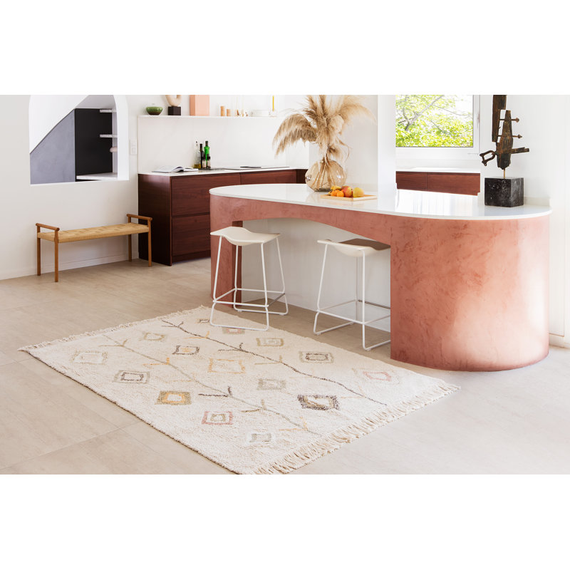 Kaarol Earth Cotton Moroccan Area Rug in Olive/Soil Brown/Ivory, Rectangle 4'7" x 6'7"