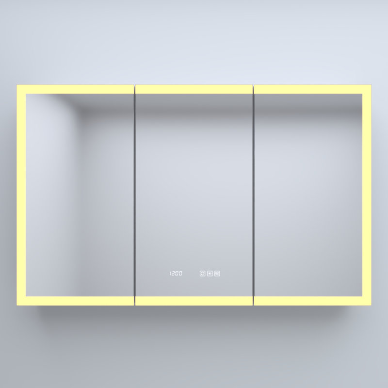 Pharmacie rectangulaire encastrée / en aluminium argenté, H 48 po x l 82,68 po x P 4,2 po