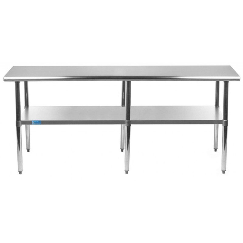 Table de travail en acier inoxydable avec tablette inférieure, H 35 po x l 96 po x p 18 po