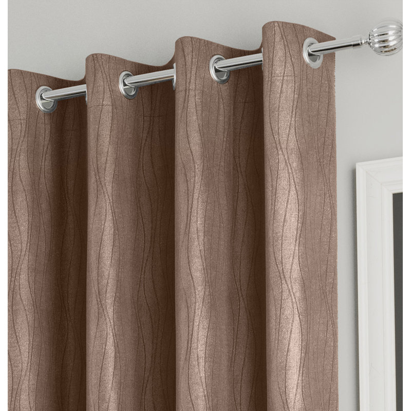 Room Darkening Curtain Pair, 168cm Width x 229cm Drop, Brown