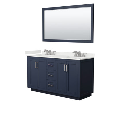 Miranda 60" Freestanding Double Bathroom Vanity with Quartz Top with 58" Mirror
