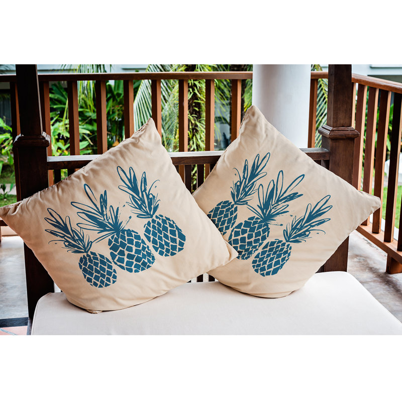 Coussin Pineapples, Automne bleu, 18 po x 18 po