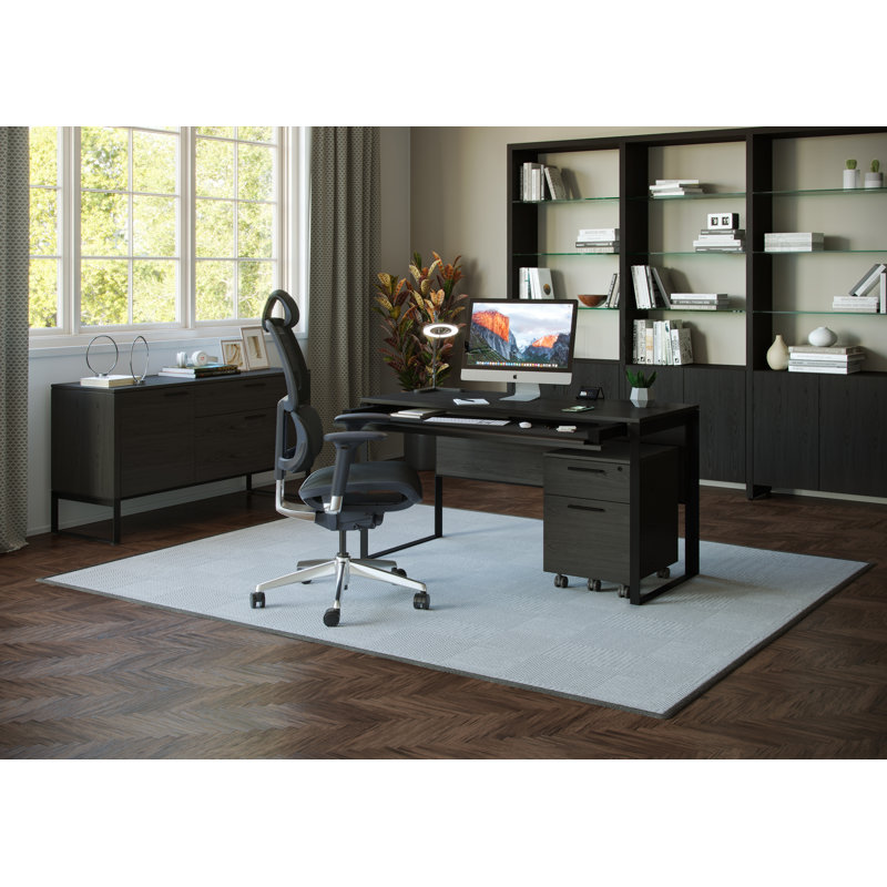 Linea Standard Bookcase, Charcoal Stained Ash, 3, 83.75" H x 96" W x 14" D